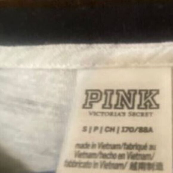 Pink Victoria Secret Womens T Shirt Size Small Black Velvet Gold Sequined Logo - Picture 2 of 7